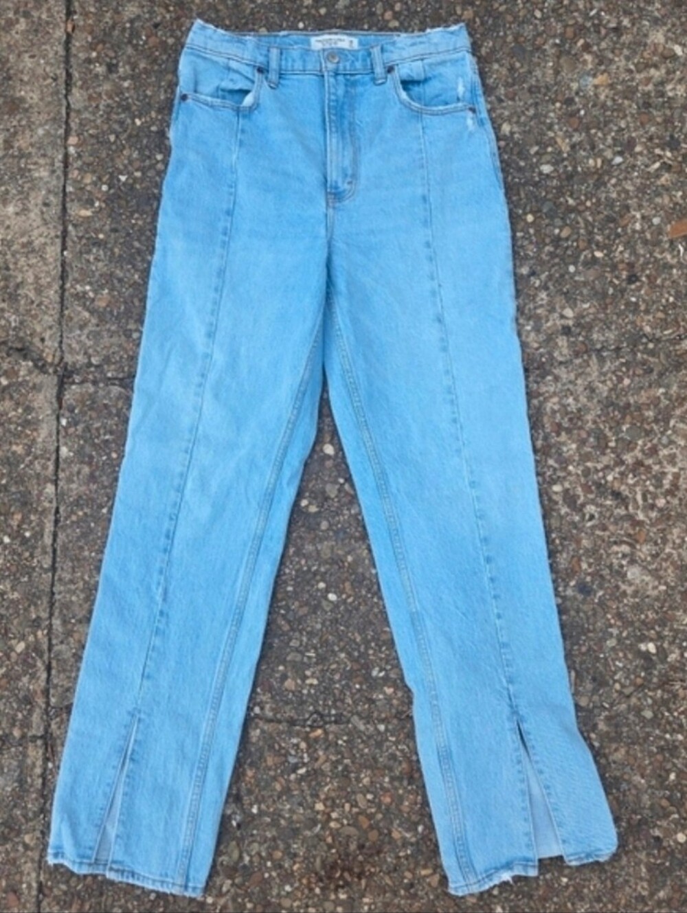 Abercrombie Fitch 90s Straight Ultra High Rise Womens 28/6R Distressed Split Hem